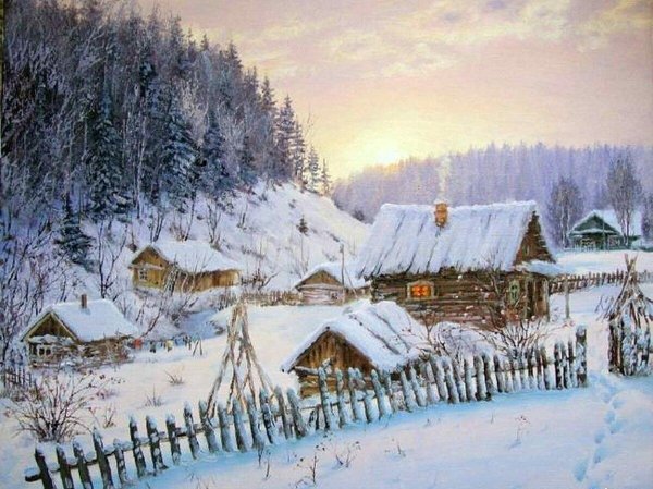 Зима деревня пейзажи