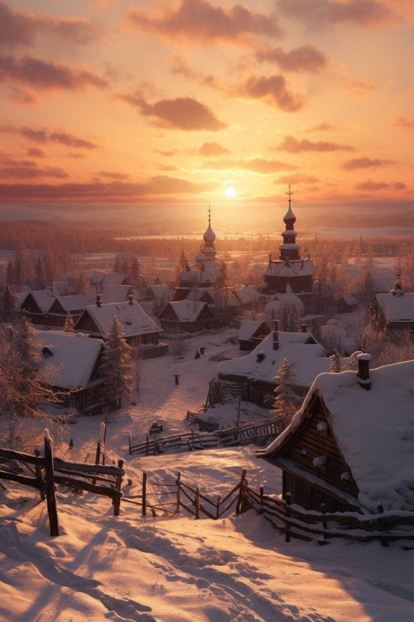 Зима деревня пейзажи