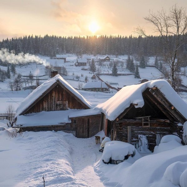 Зима деревня пейзажи