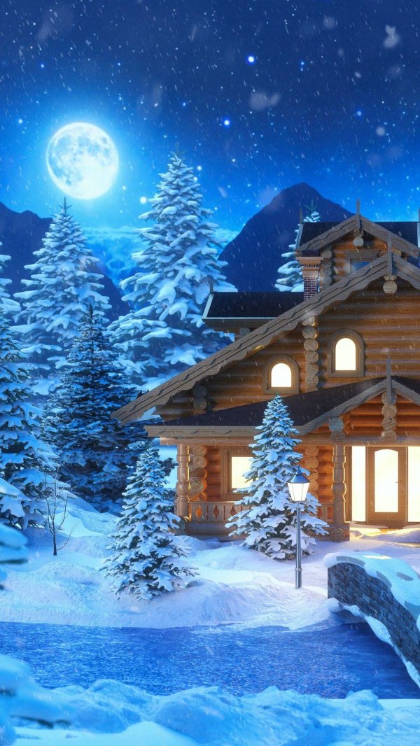 Зима вечер вертикальные