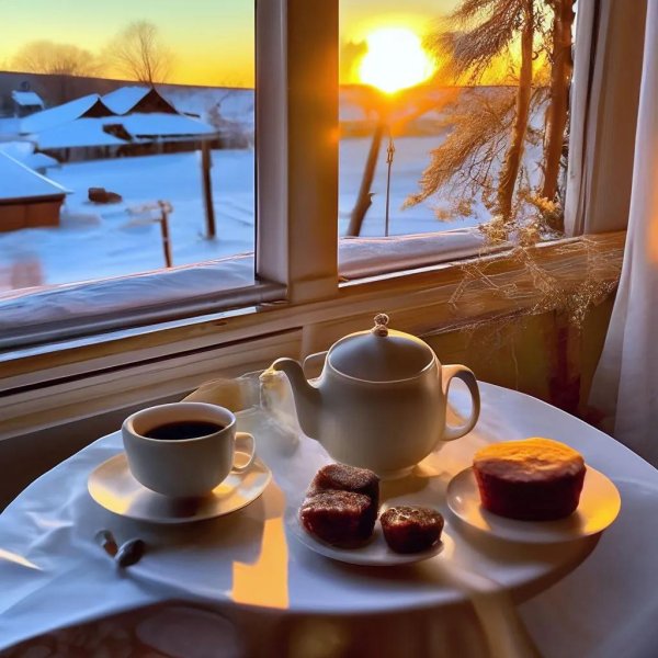 Утро зима город