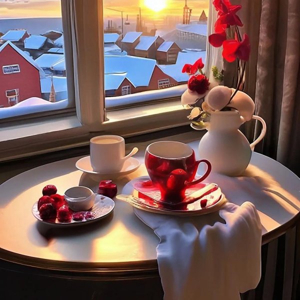 Утро зима город