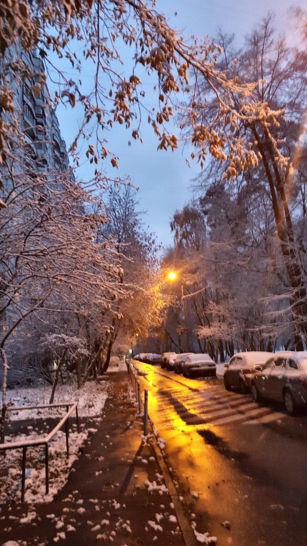 Утро зима город