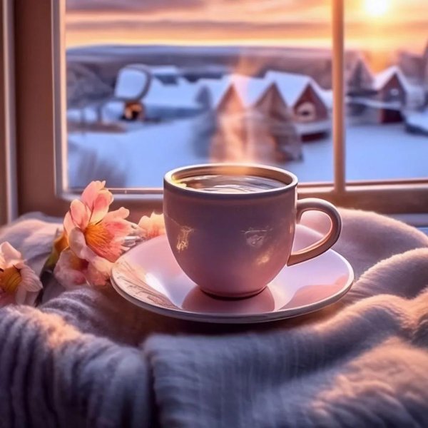 Утро зима город