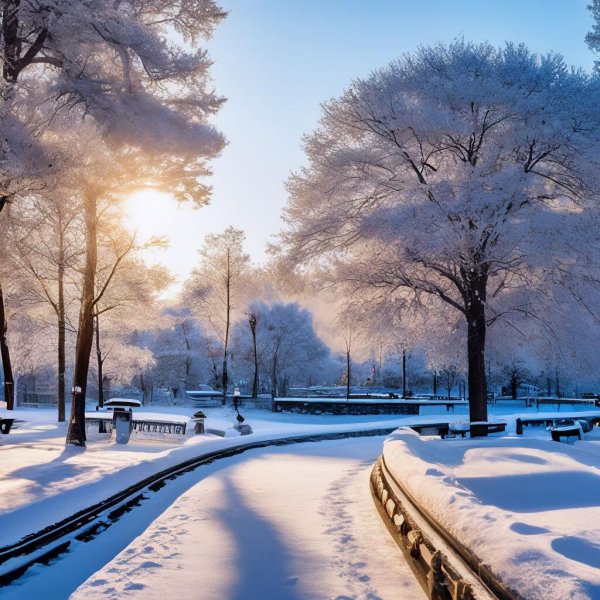 Утро зима город