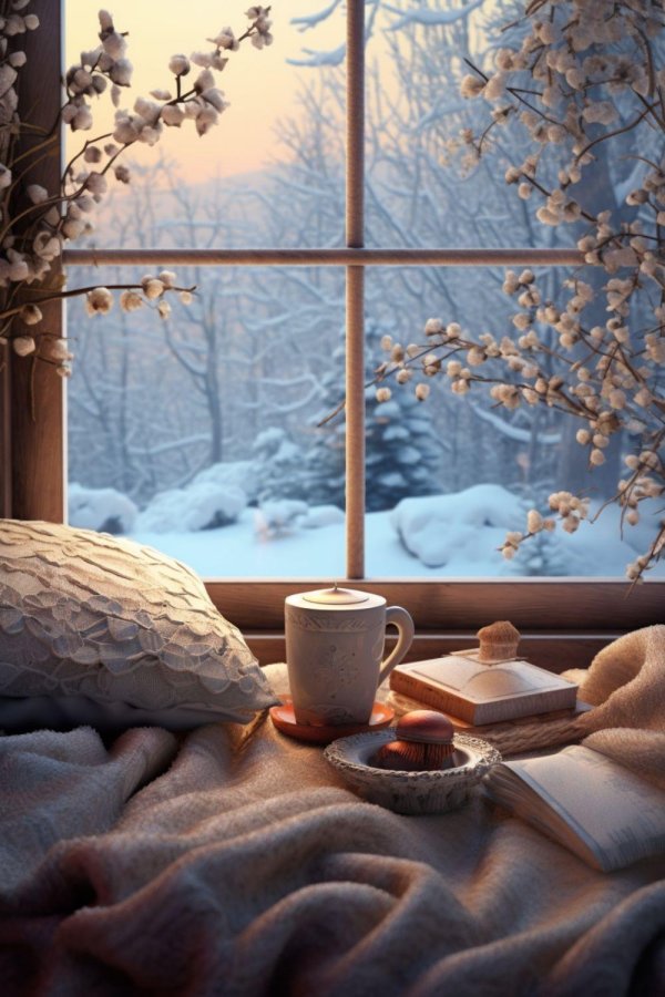 Утро зима город