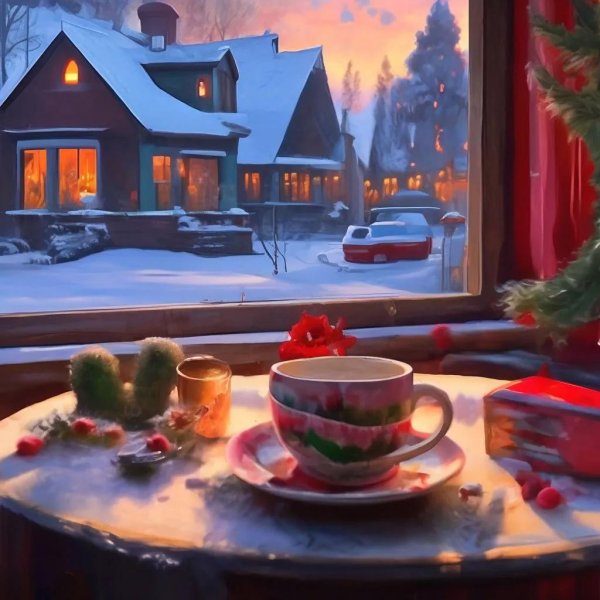 Утро зима город