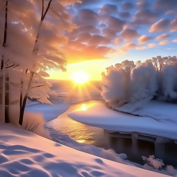 Утро зима город