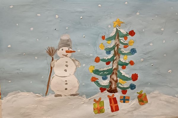 Зима нарисованные детьми