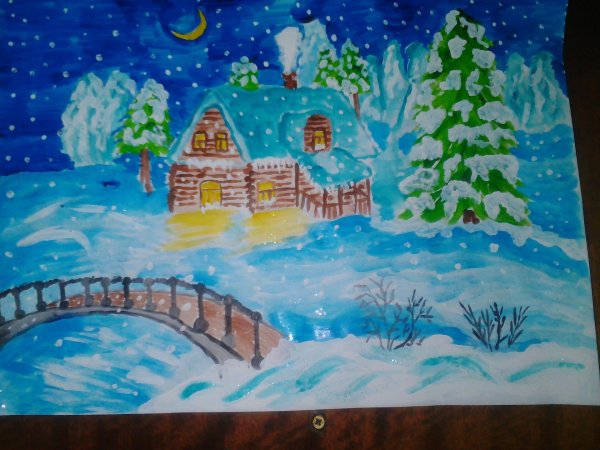 Зима нарисованные детьми
