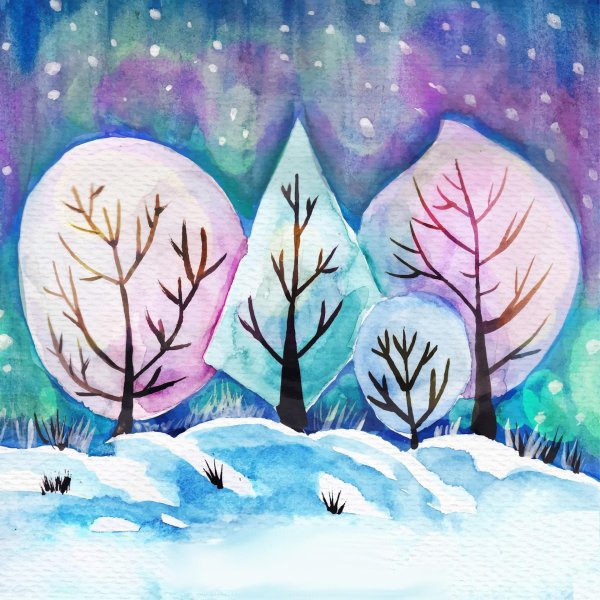 Зима нарисованные детьми