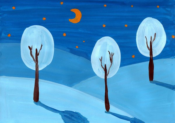 Зима нарисованные детьми