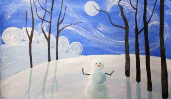 Зима нарисованные детьми