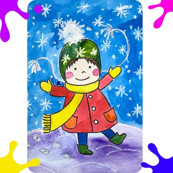 Зима нарисованные детьми