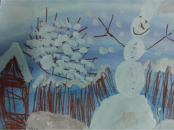 Зима нарисованные детьми