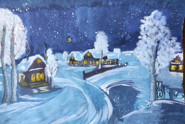 Зима нарисованные детьми