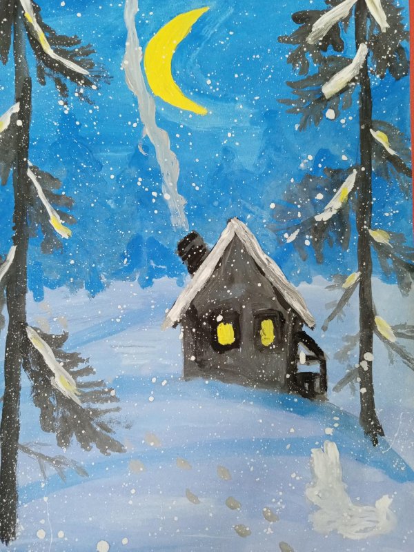 Зима нарисованные детьми