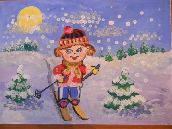 Зима нарисованные детьми