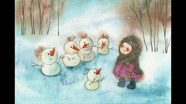 Зима нарисованные детьми
