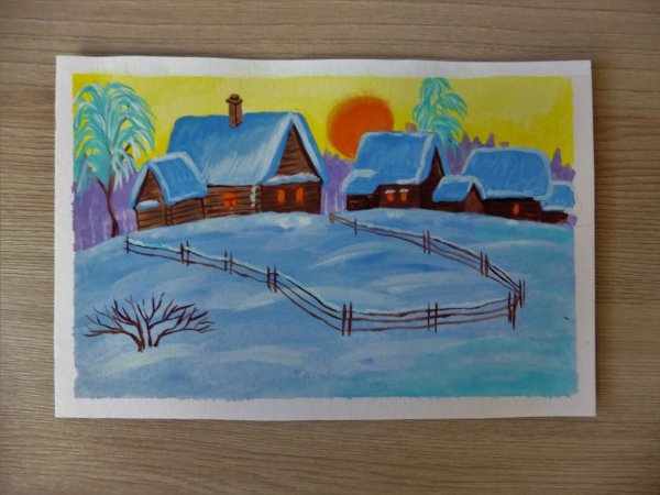 Зима нарисованные детьми