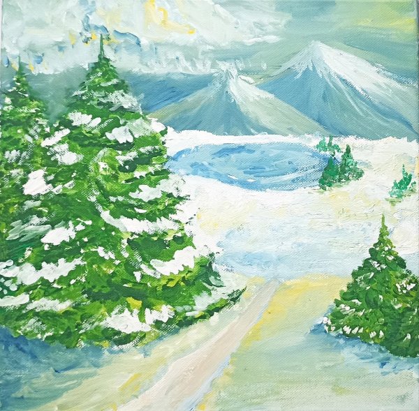 Зима нарисованные детьми