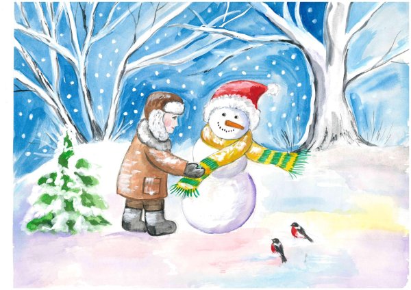 Зима нарисованные детьми