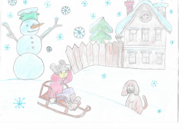 Зима нарисованные детьми