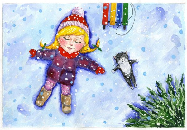 Зима нарисованные детьми
