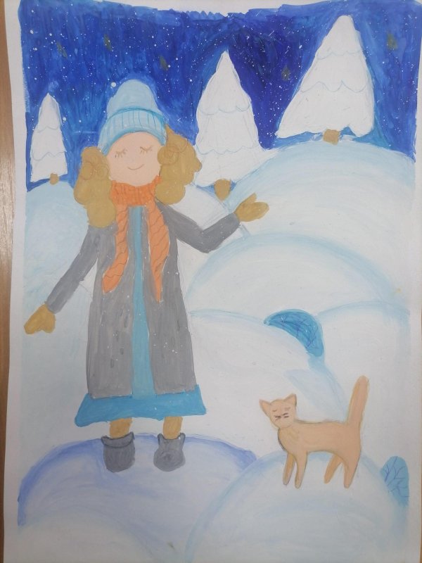 Зима нарисованные детьми