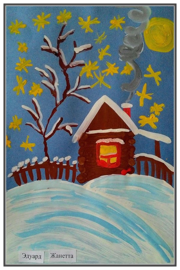 Зима нарисованные детьми