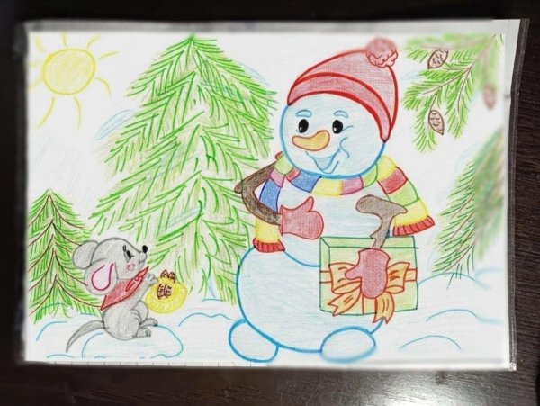 Зима нарисованные детьми