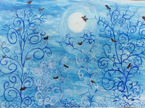 Зима нарисованные детьми