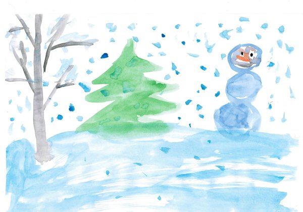 Зима нарисованные детьми