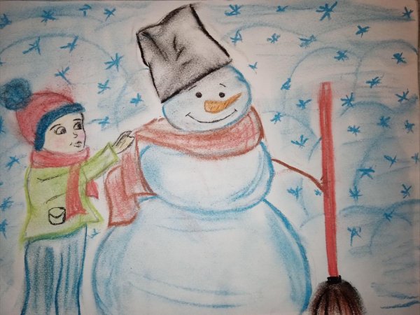 Зима нарисованные детьми