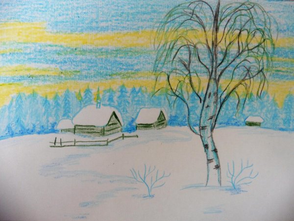 Зима нарисованные детьми