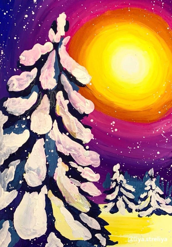 Зима нарисованные детьми