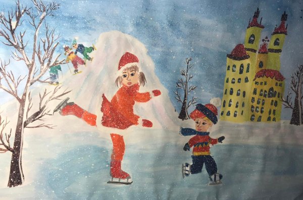 Зима нарисованные детьми
