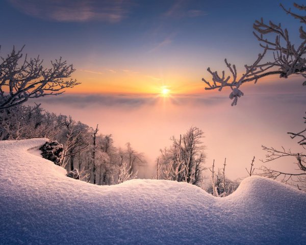 Утро рассвет зима