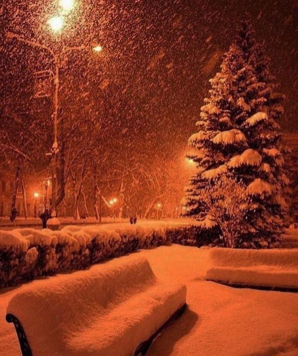 Зима вечер снег