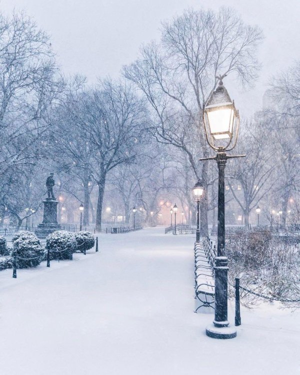 Зима вечер снег