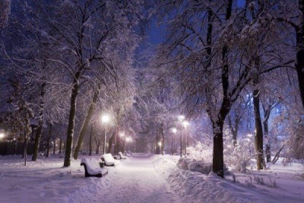 Зима вечер снег