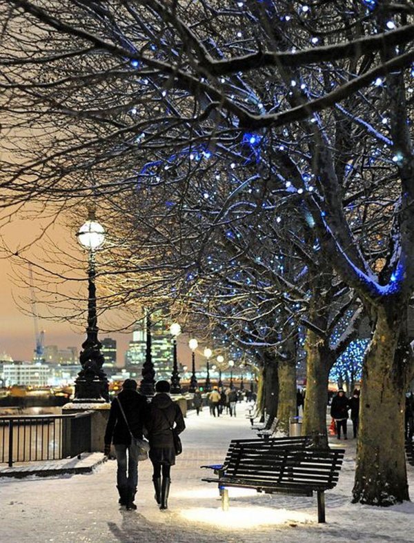 Зима вечер снег