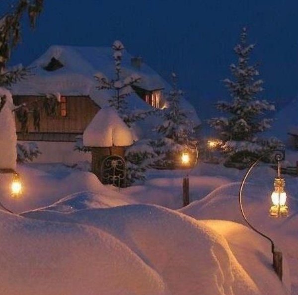 Зима вечер снег