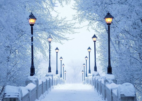 Зима вечер снег