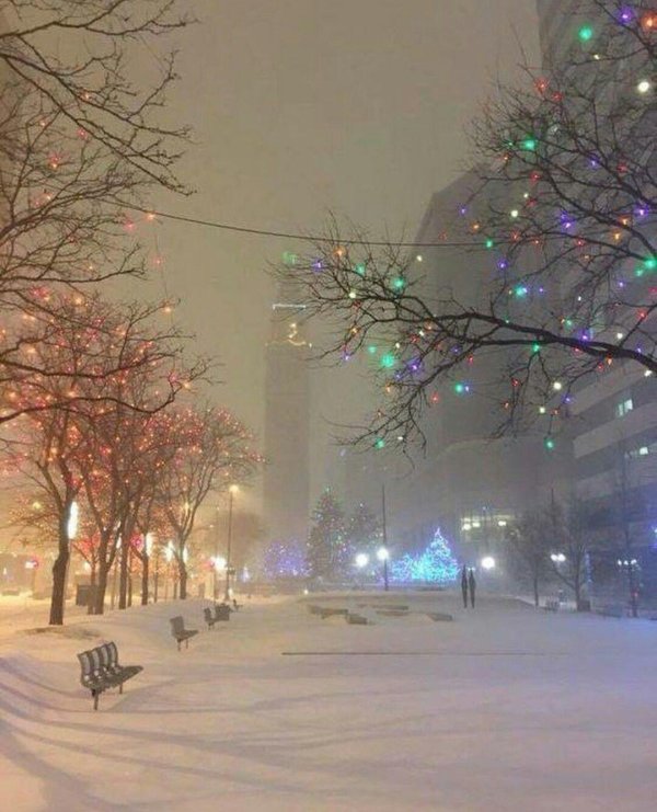 Зима вечер снег