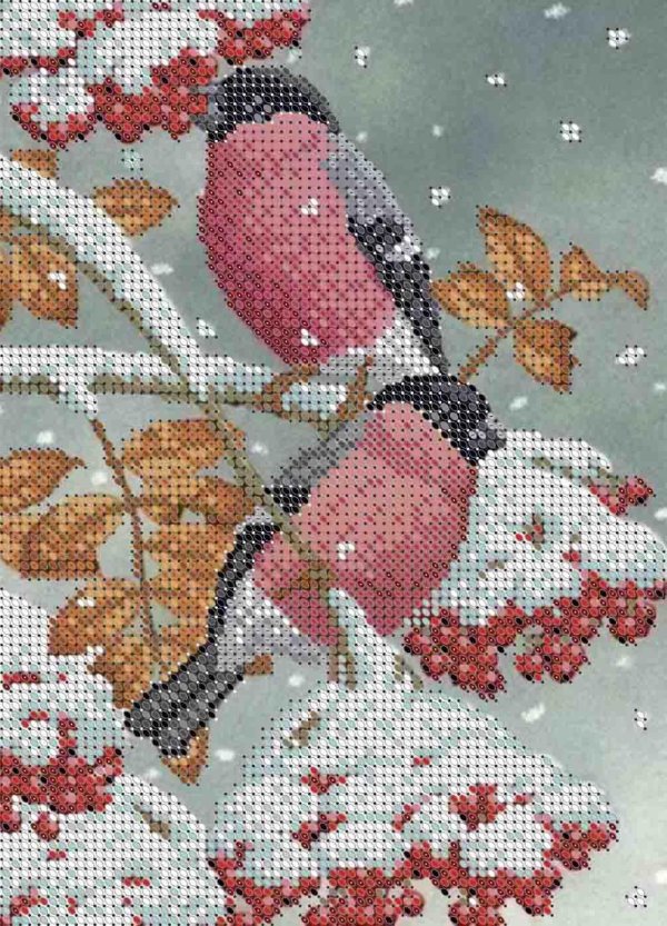 Зима рябина снегири