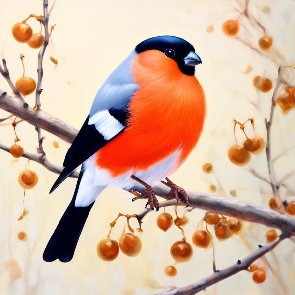 Зима рябина снегири