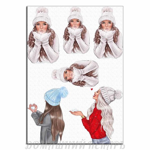 Женщина зима нарисованные