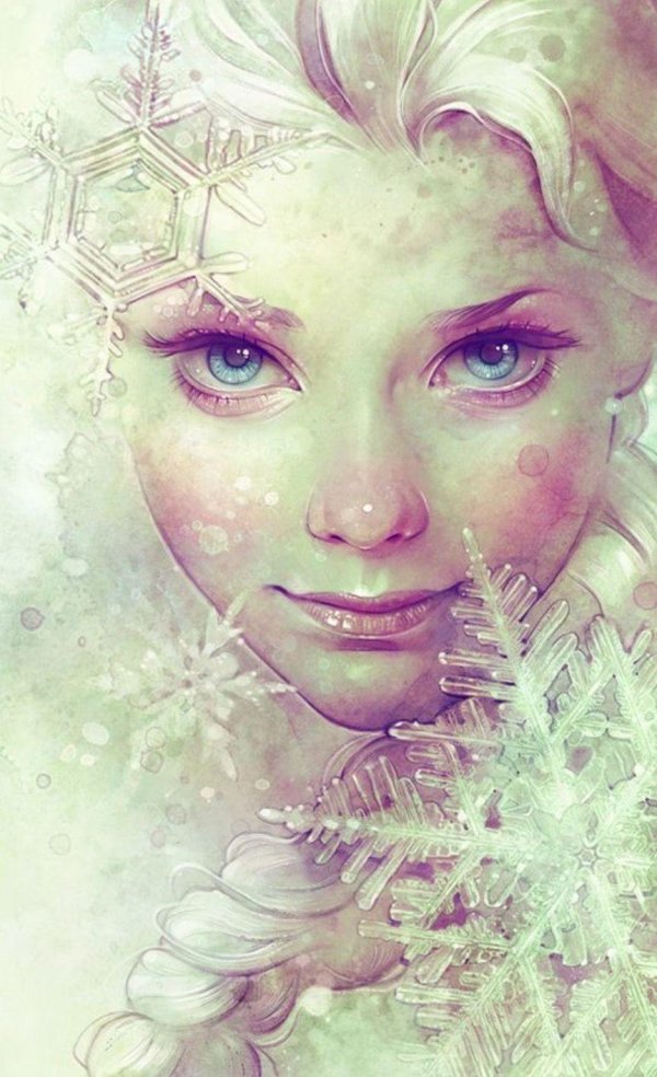 Женщина зима нарисованные