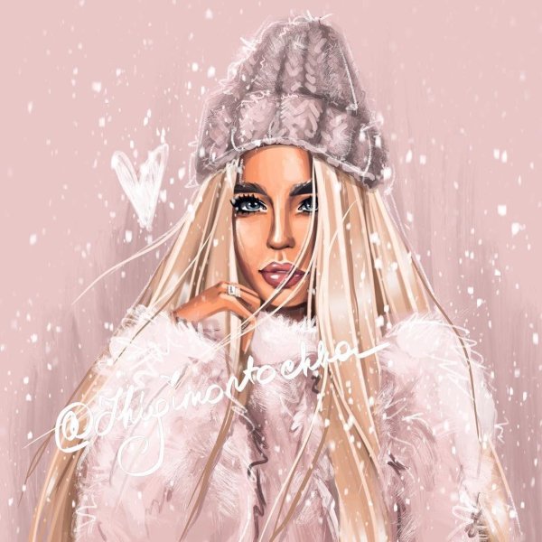 Женщина зима нарисованные